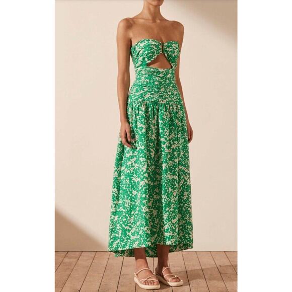 Shona Joy | Dresses | Shona Joy Sz M 8 Us 2 Aus Green Floral Print Arosa  Convertible Strap Strapless | Poshmark